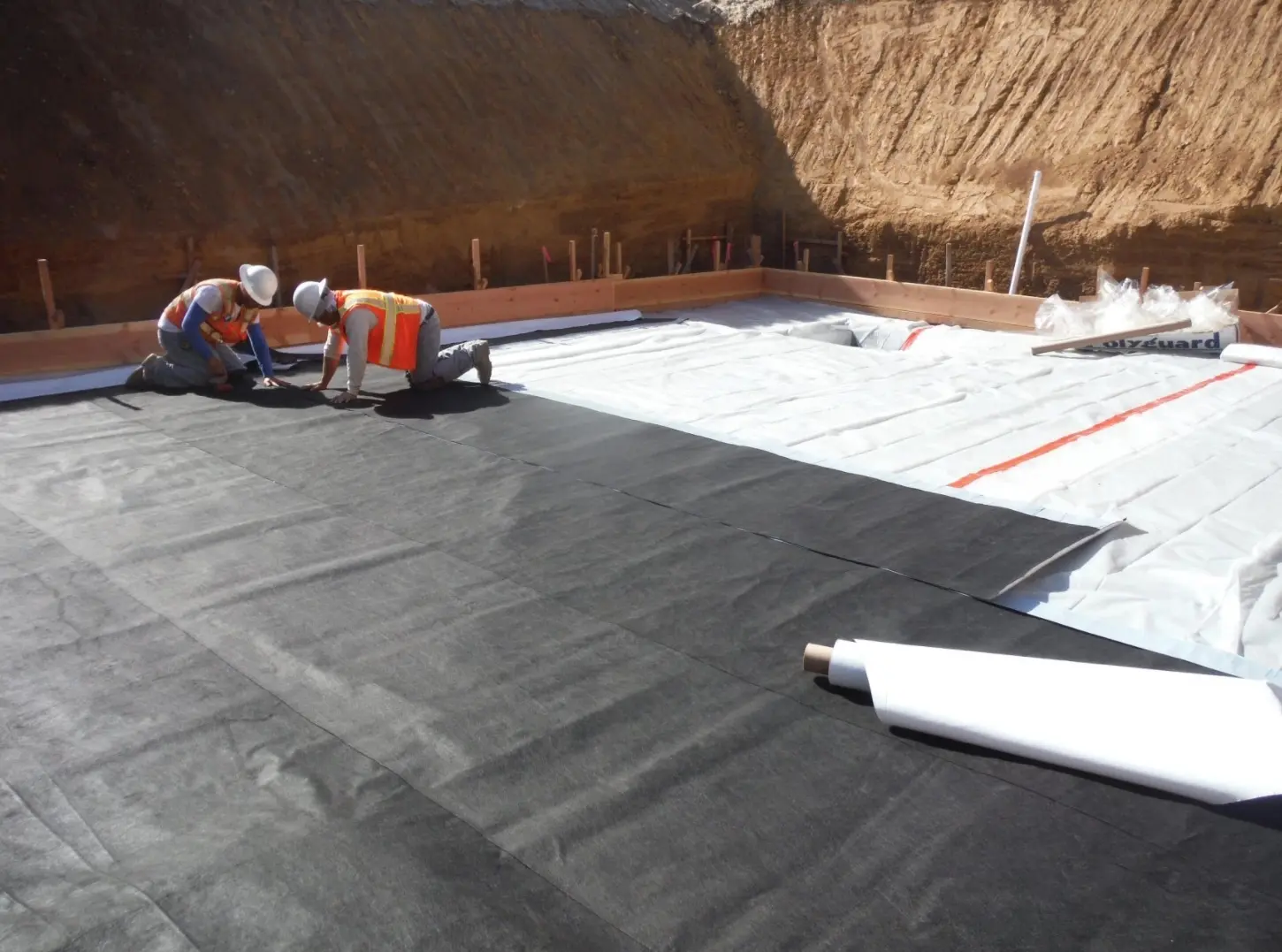 General waterproofing membrane installation for construction applications